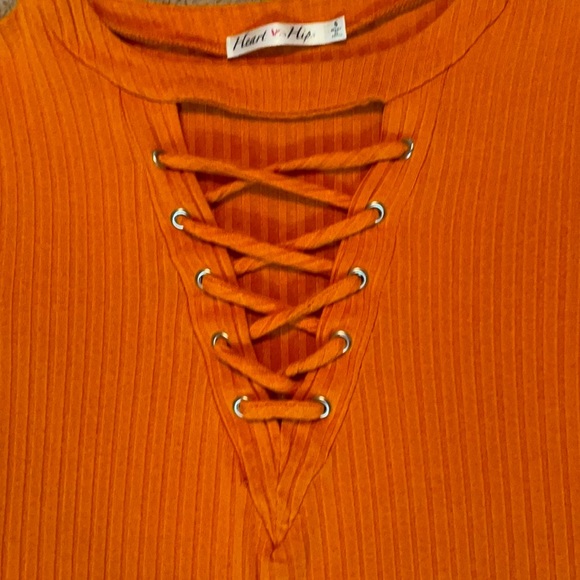 Orange Ribbed Dress - Picture 2 of 5
